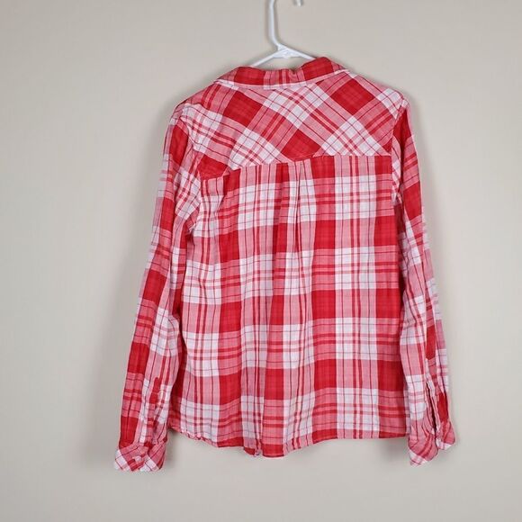 Sanctuary Red Pop of Love Plaid Hayley Tie Front Shirt - Picture 6 of 9